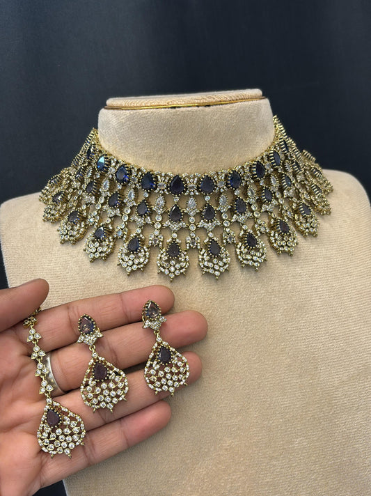 Victorian Polish AD Stones Bridal Choker