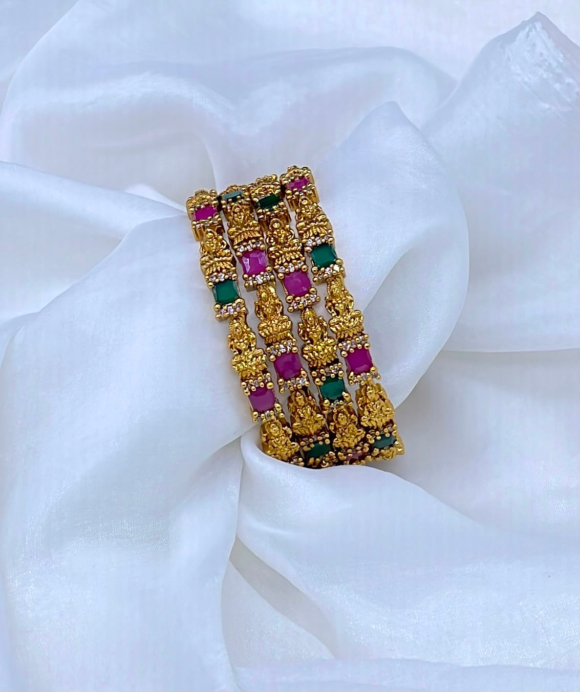 Premium Matt Kempu and AD Stone Bangles