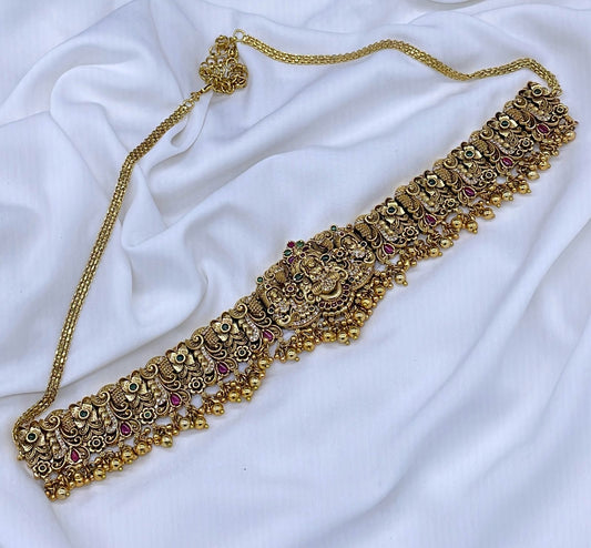 Premium Matt finish with Kempu Stones Hip Chain