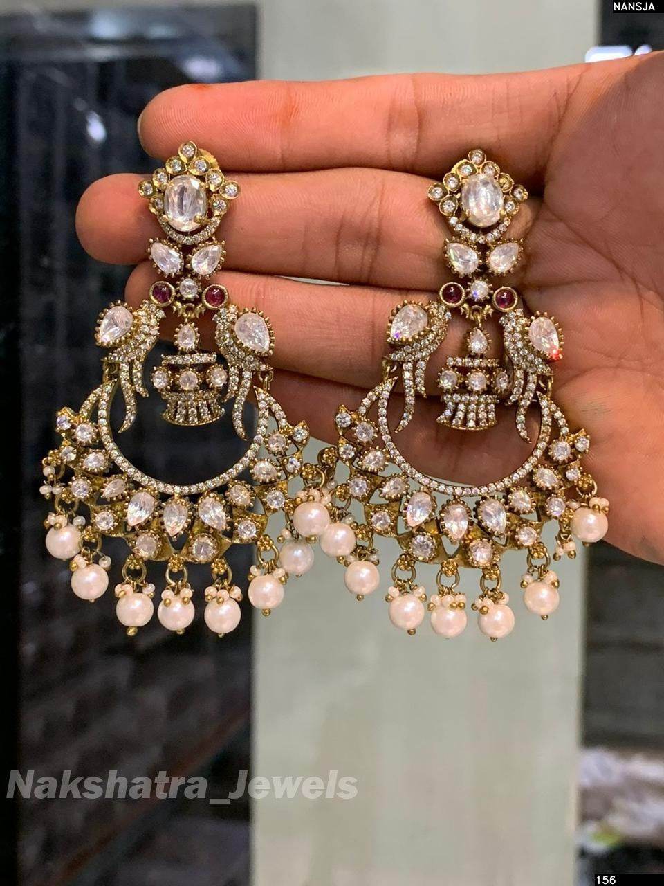 Victorian Polish AD & Moissanite Stones Earrings