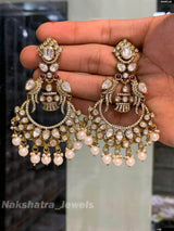 Victorian Polish AD & Moissanite Stones Earrings - Nakshatra Jewels