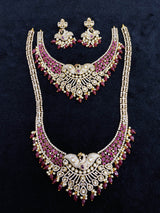 Victorian Polish with AD Stones Bridal Combo Set - Nakshatra Jewels