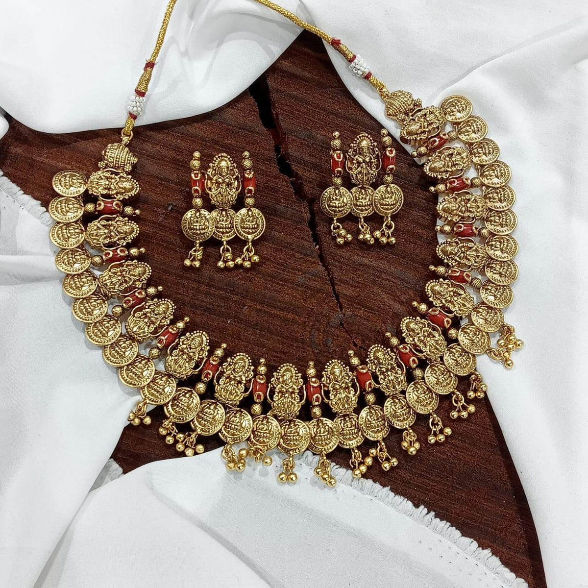 Nagasi Work with Coral Beads Studded Necklace
