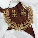 Nagasi Work with Coral Beads Studded Necklace - Nakshatra Jewels