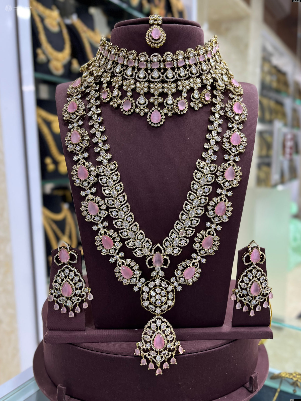 Victorian Polish AD Stones Bridal Combo Set