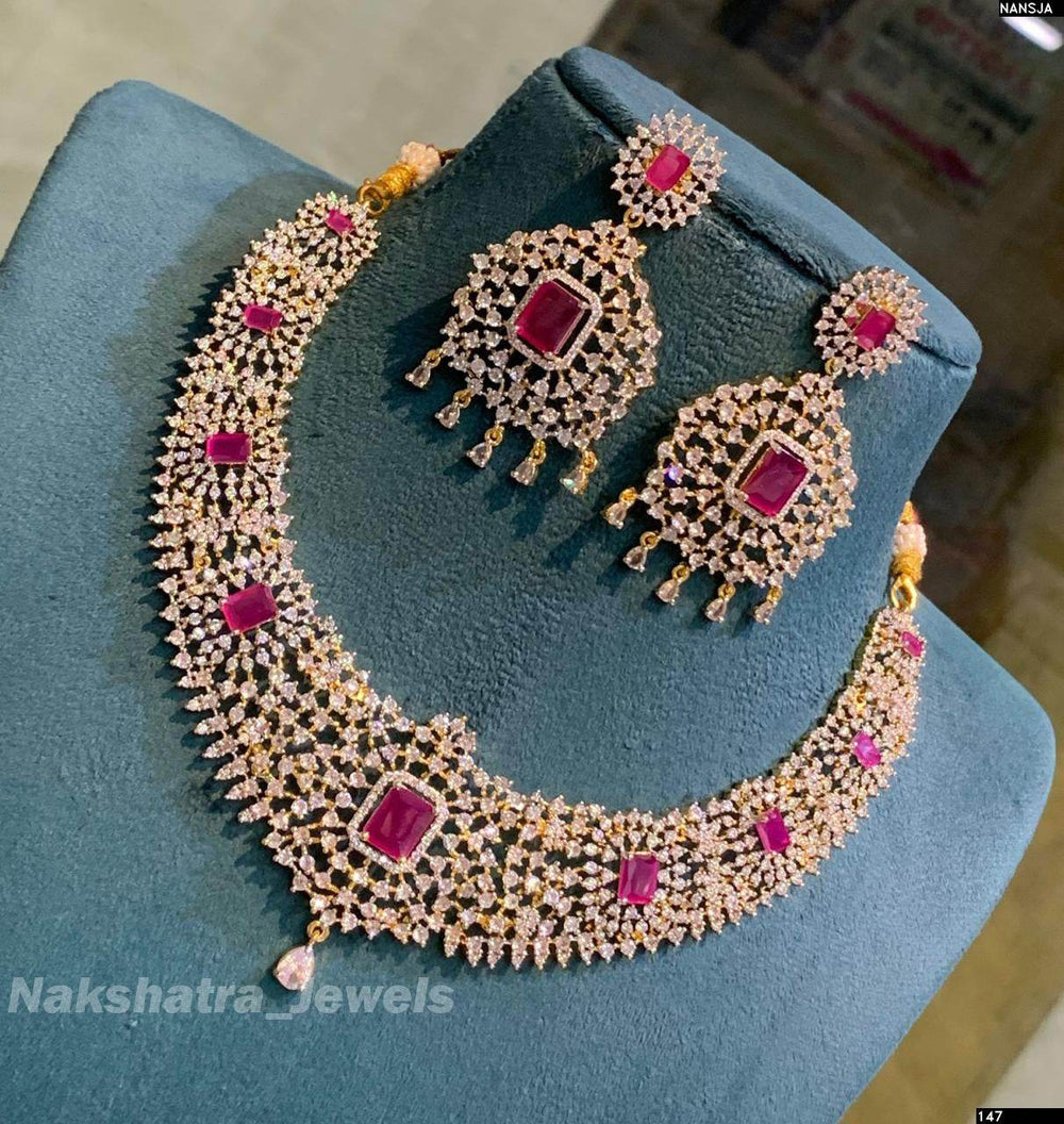 American Diamond Stones Necklace - Nakshatra Jewels