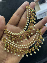 Premium Matt with Kempu Stones Ear Chains