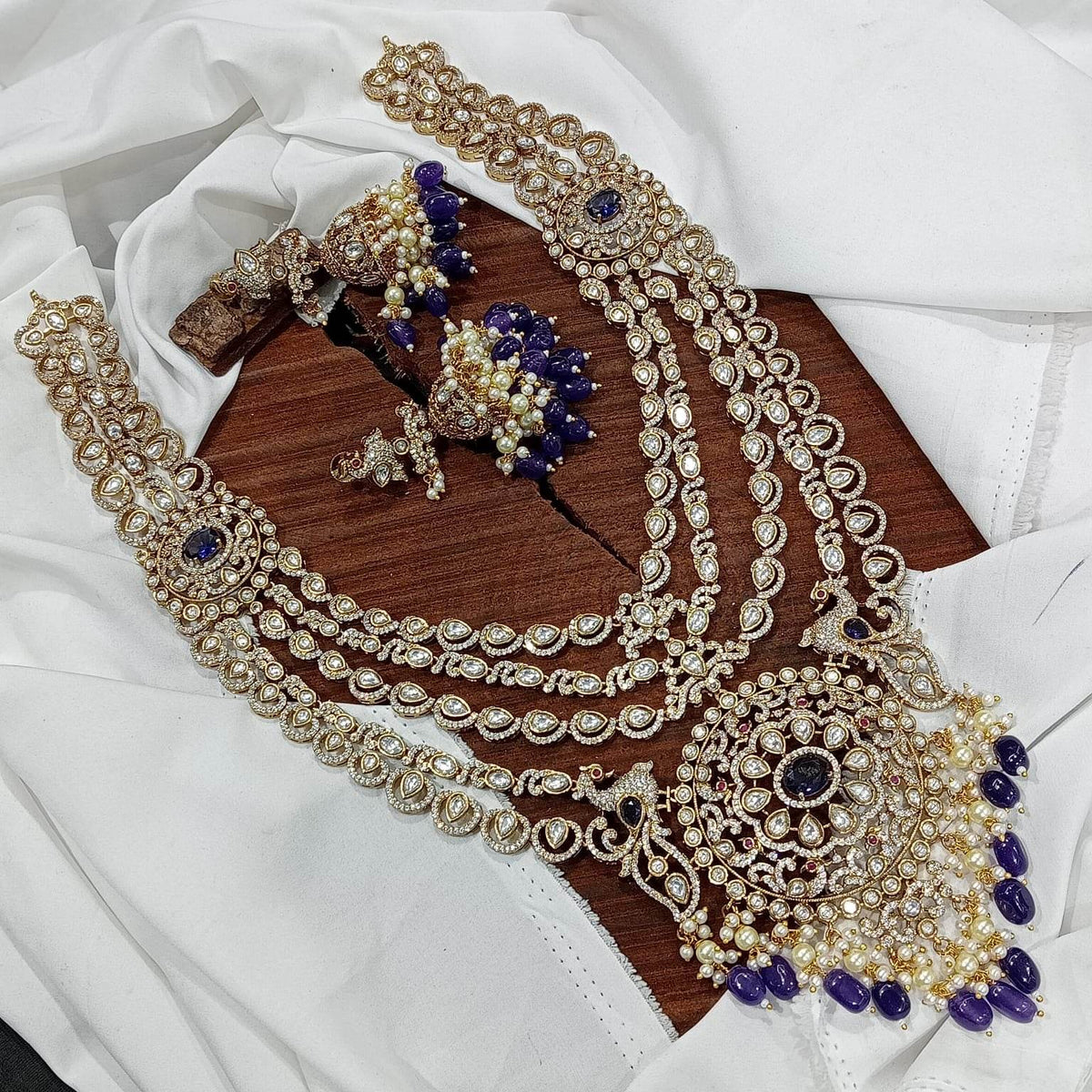 Victorian Polish with AD Stones Bridal Layer Haram