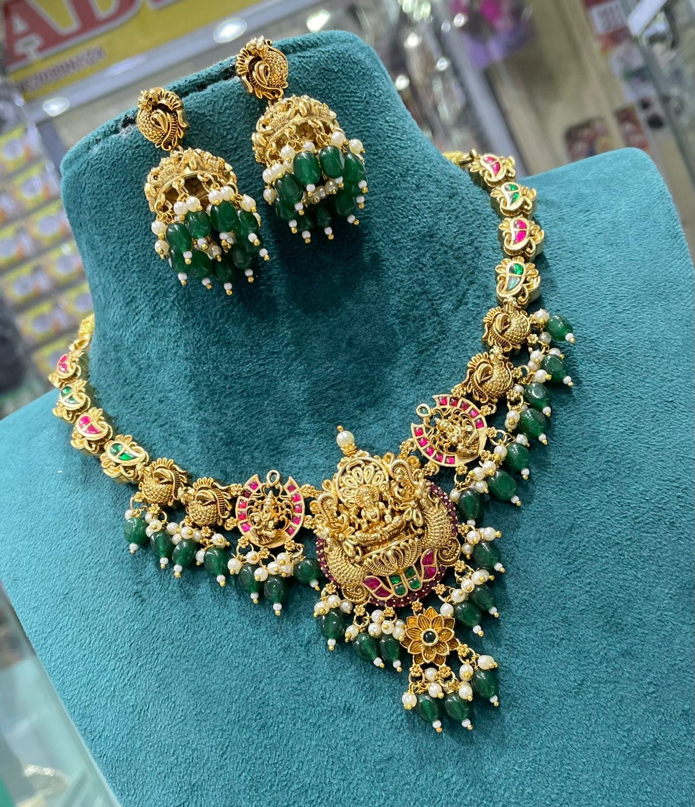 Nakshi Work with Jaadu Kundan Stones Bridal Necklace