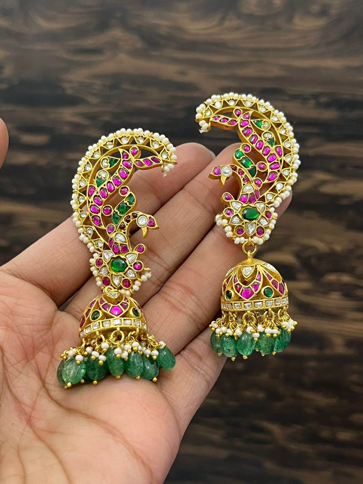 Jaadu Kundan Stones Bridal Earrings