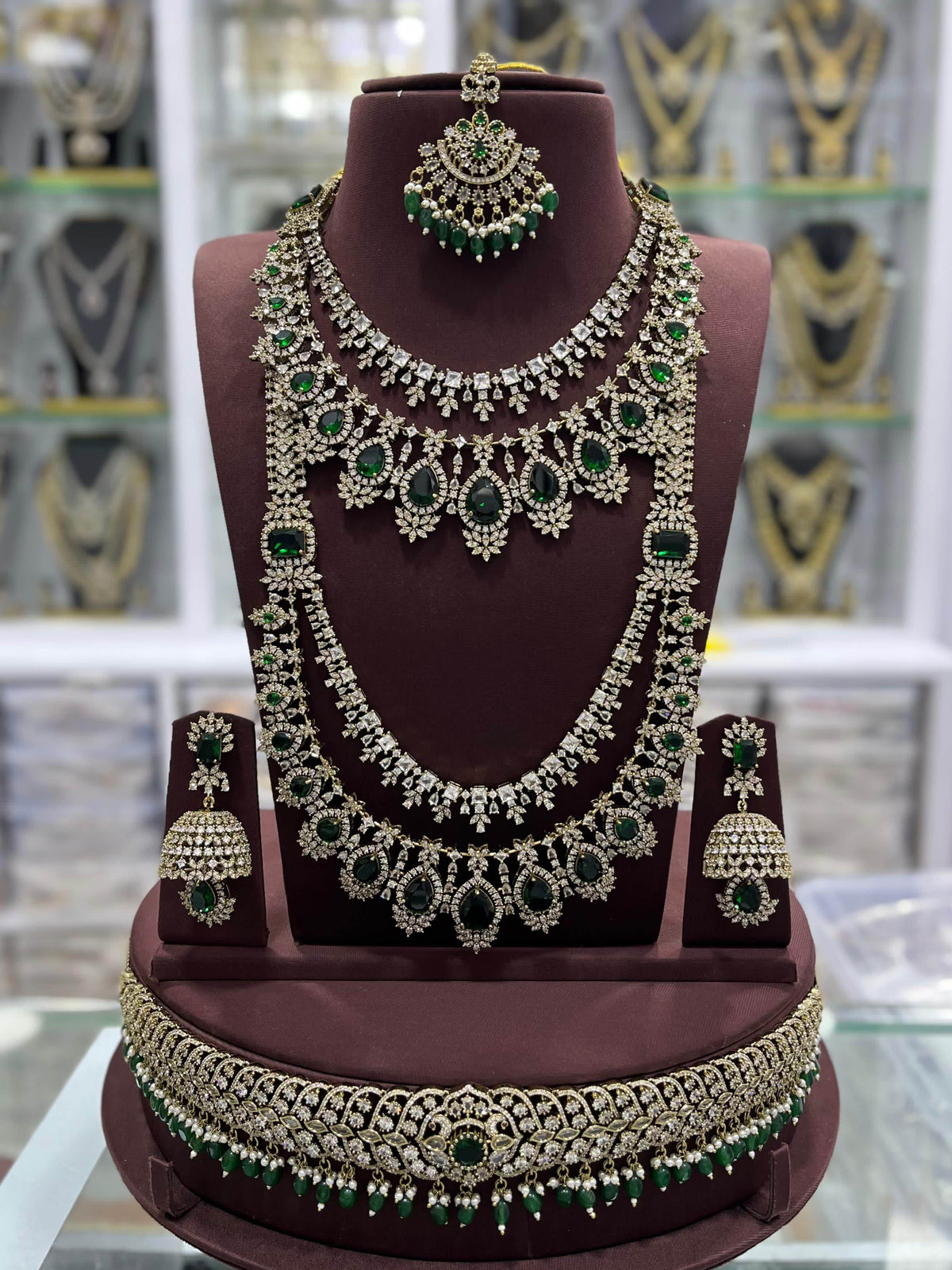 Victorian Polish With Mossianite & AD Stones Bridal Set