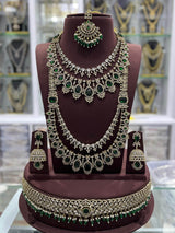 Victorian Polish With Mossianite & AD Stones Bridal Set - Nakshatra Jewels