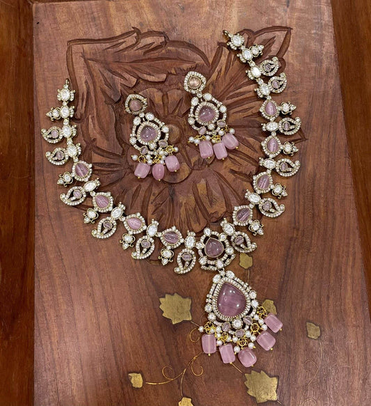 Victorian Polish with Moissanite Stones Necklace - Nakshatra Jewels