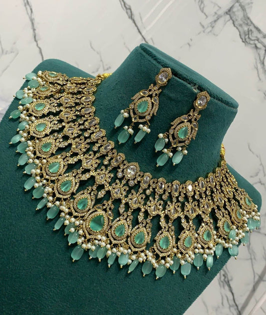 Victorian Polish with AD Stones Bridal Choker - Nakshatra Jewels