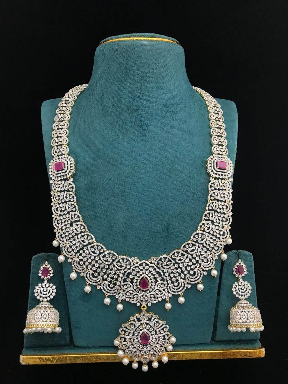 American Diamond Stones Bridal Haram - Nakshatra Jewels