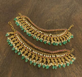 Premium Matt with Kempu Stones Ear Chains - Nakshatra Jewels