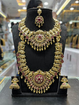 Nakshi Work with Kempu Stones Bridal Combo Set
