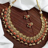 Premium Matt with Coral Beads Studded Necklace - Nakshatra Jewels