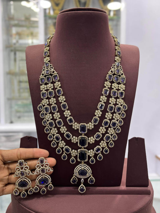 Victorian Polish with AD Stones Bridal Layer Haram - Nakshatra Jewels