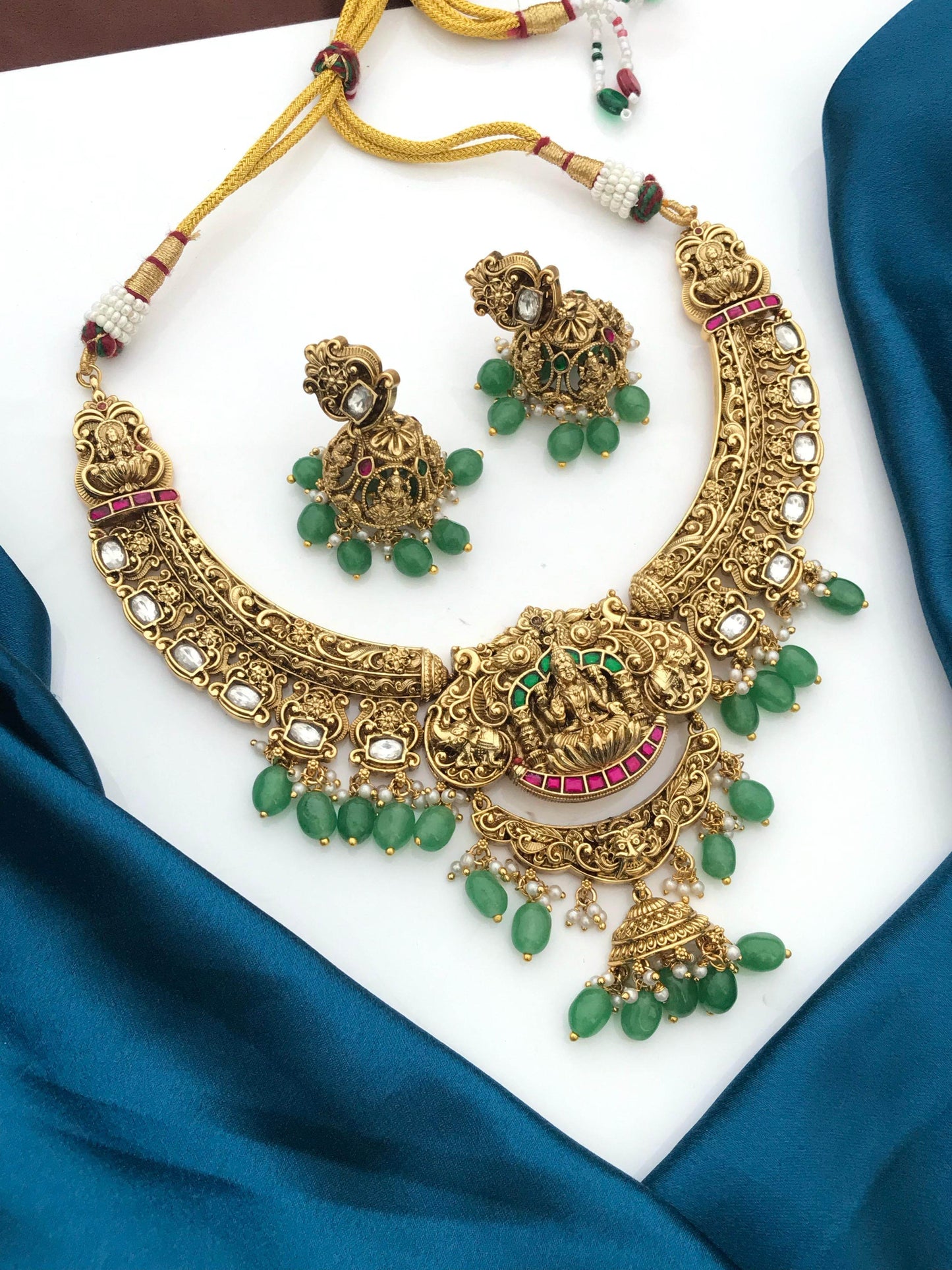 Nakshi Work with Jaadu Kundan Stones Bridal Necklace - Nakshatra Jewels