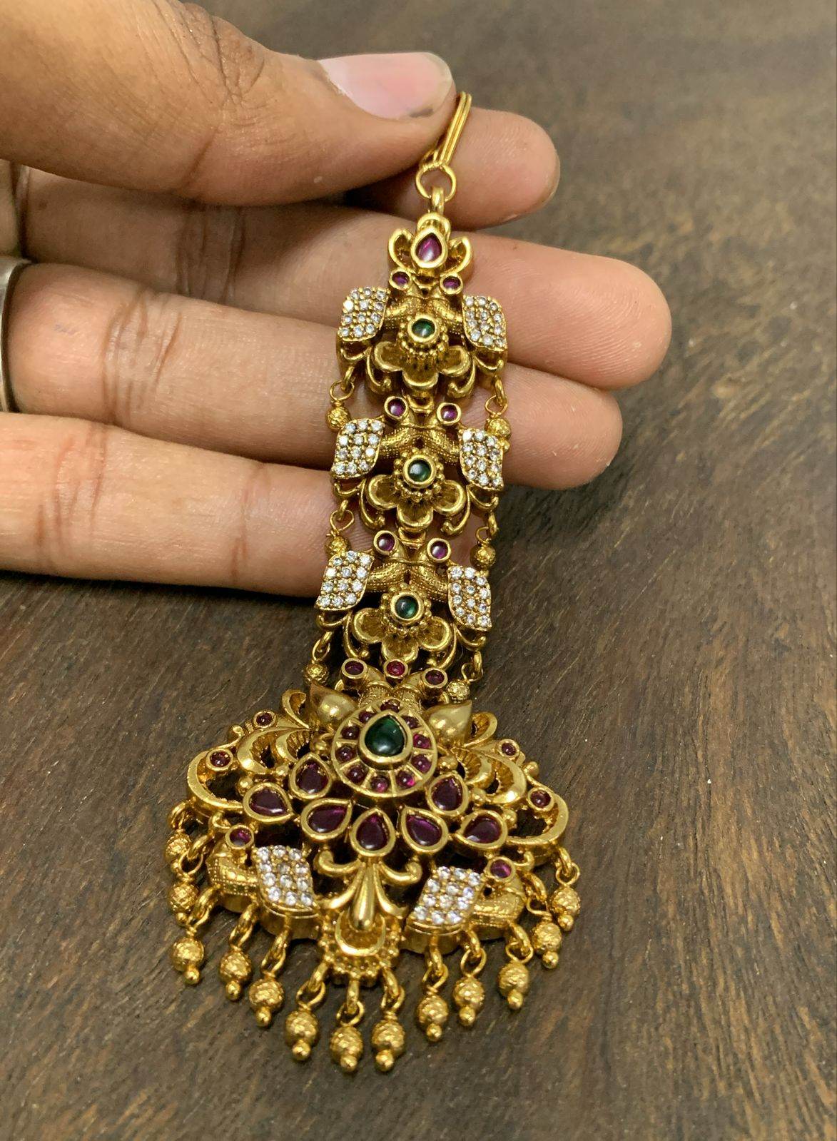 Nagasi work with Kempu Stones Tikka