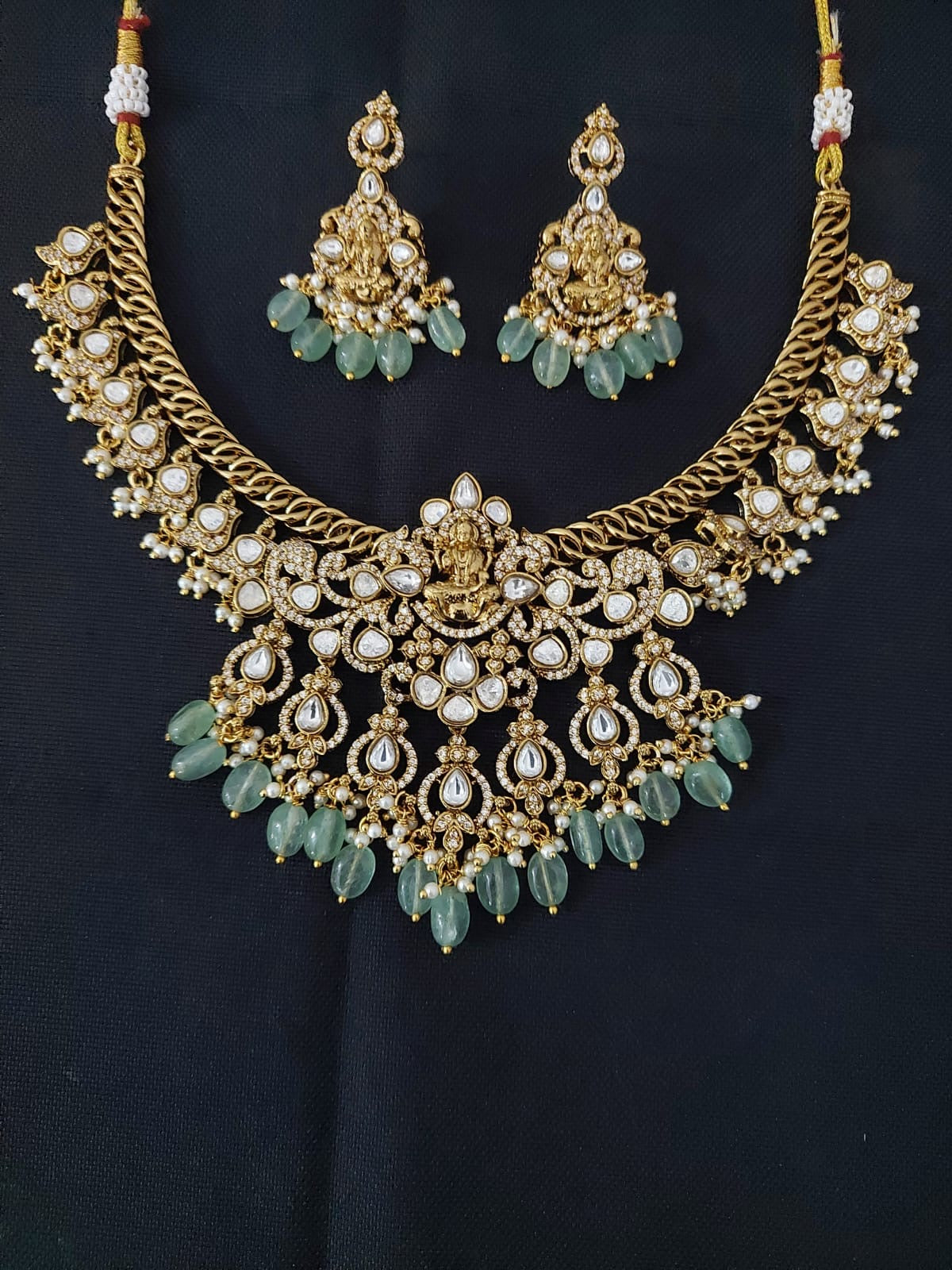 Victorian Polish with AD and Mossianite Stone Necklace