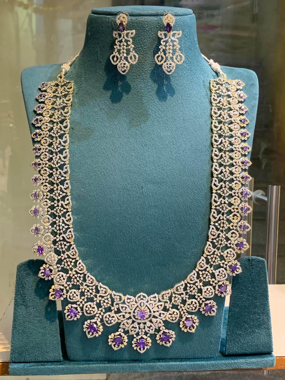 American Diamond Stones Bridal Haram - Nakshatra Jewels