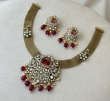 Mossanite Stones Pendent Set Necklace - Nakshatra Jewels