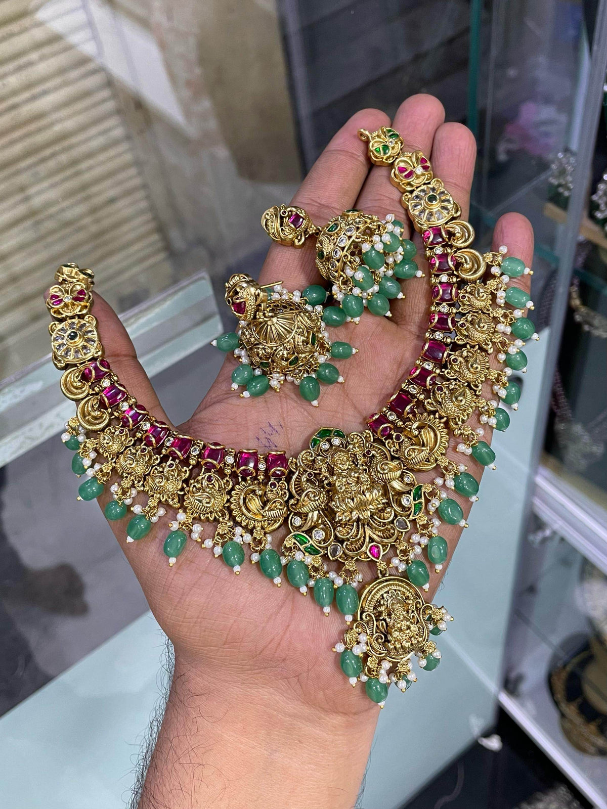 Nakshi Work with Kundan Stones Bridal Necklace