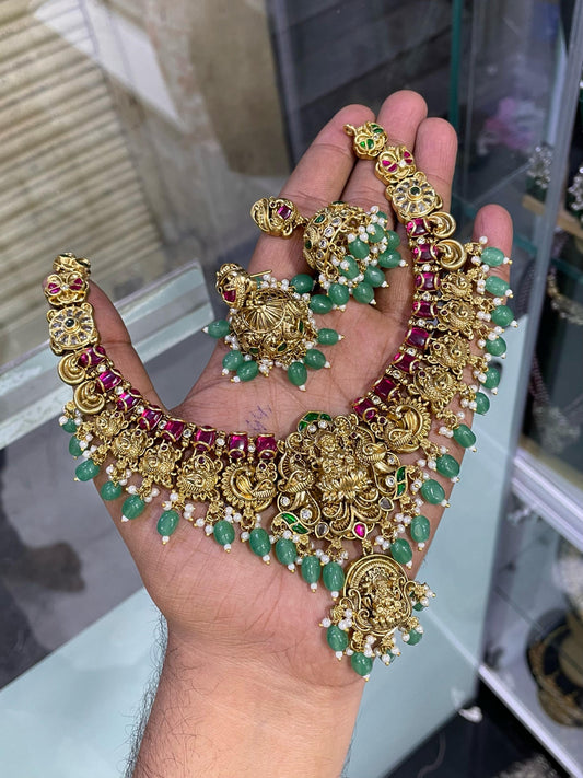Nakshi Work with Kundan Stones Bridal Necklace