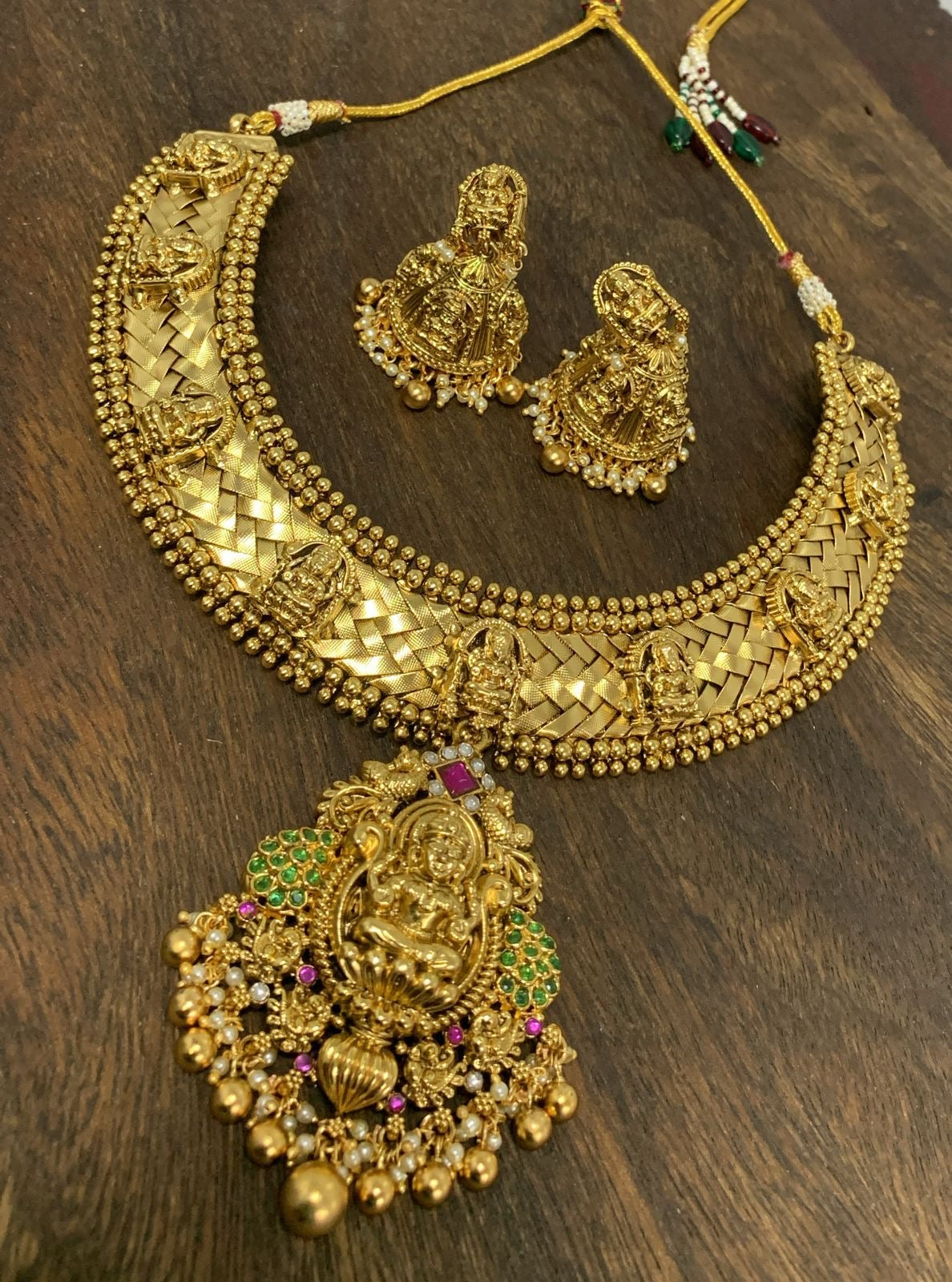 Nakshi Work with AD Stones Bridal Necklace