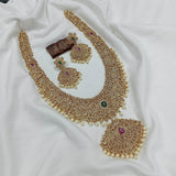 Nakshi work with AD Stones Bridal Haram - Nakshatra Jewels