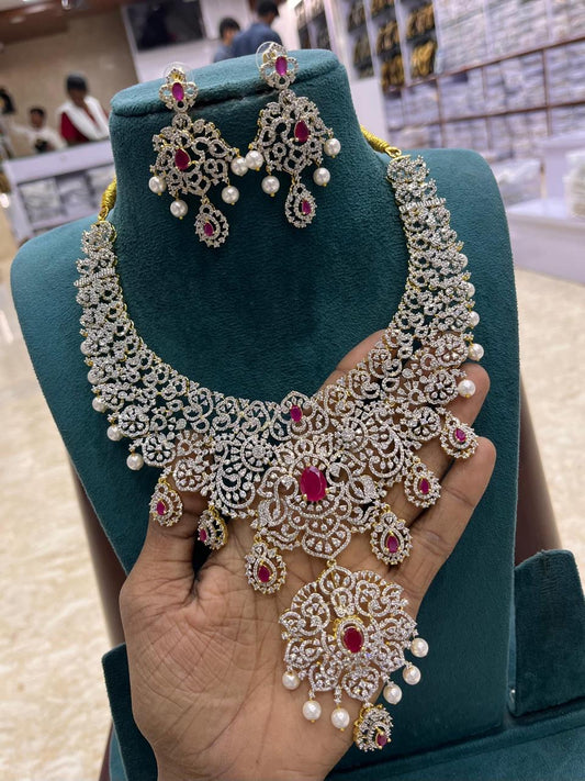 American Diamond Stones Grand Bridal Necklace