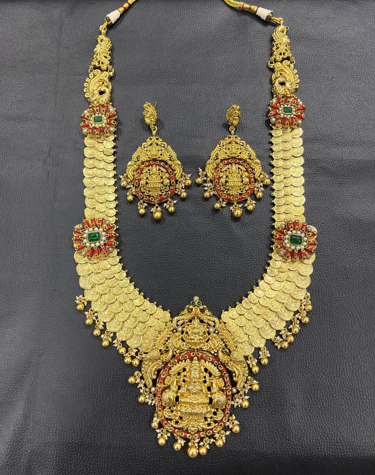 Nakshi Work with AD Stones & Coral Beads Bridal Haram