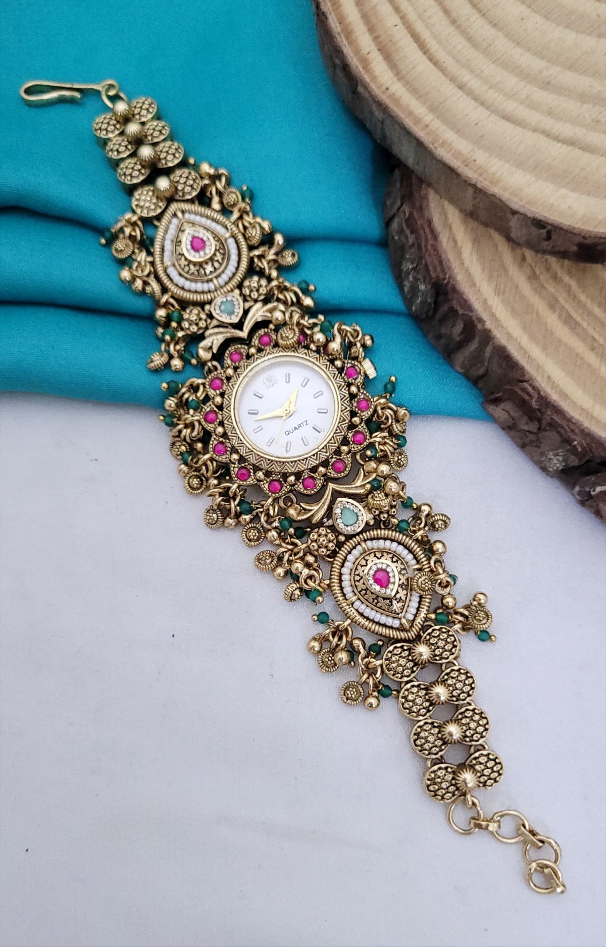 Premium Imitation Jewelry with Kundan Stone Antique Watch