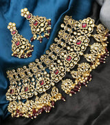 Victorian Polish AD & Moissanite Stones Bridal Neck Set - Nakshatra Jewels