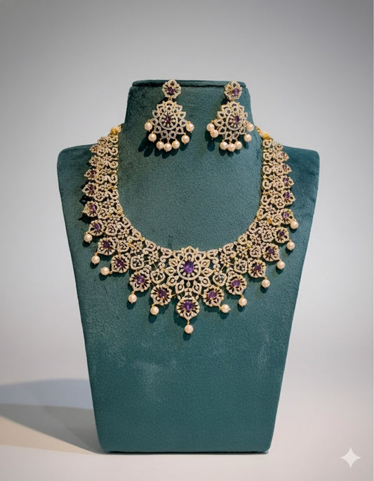 American Diamond Stones Bridal Necklace