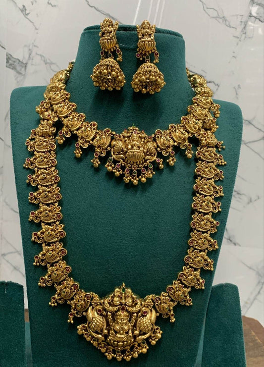 Nakshi Work with kemp Stones Bridal Combo set - Nakshatra Jewels