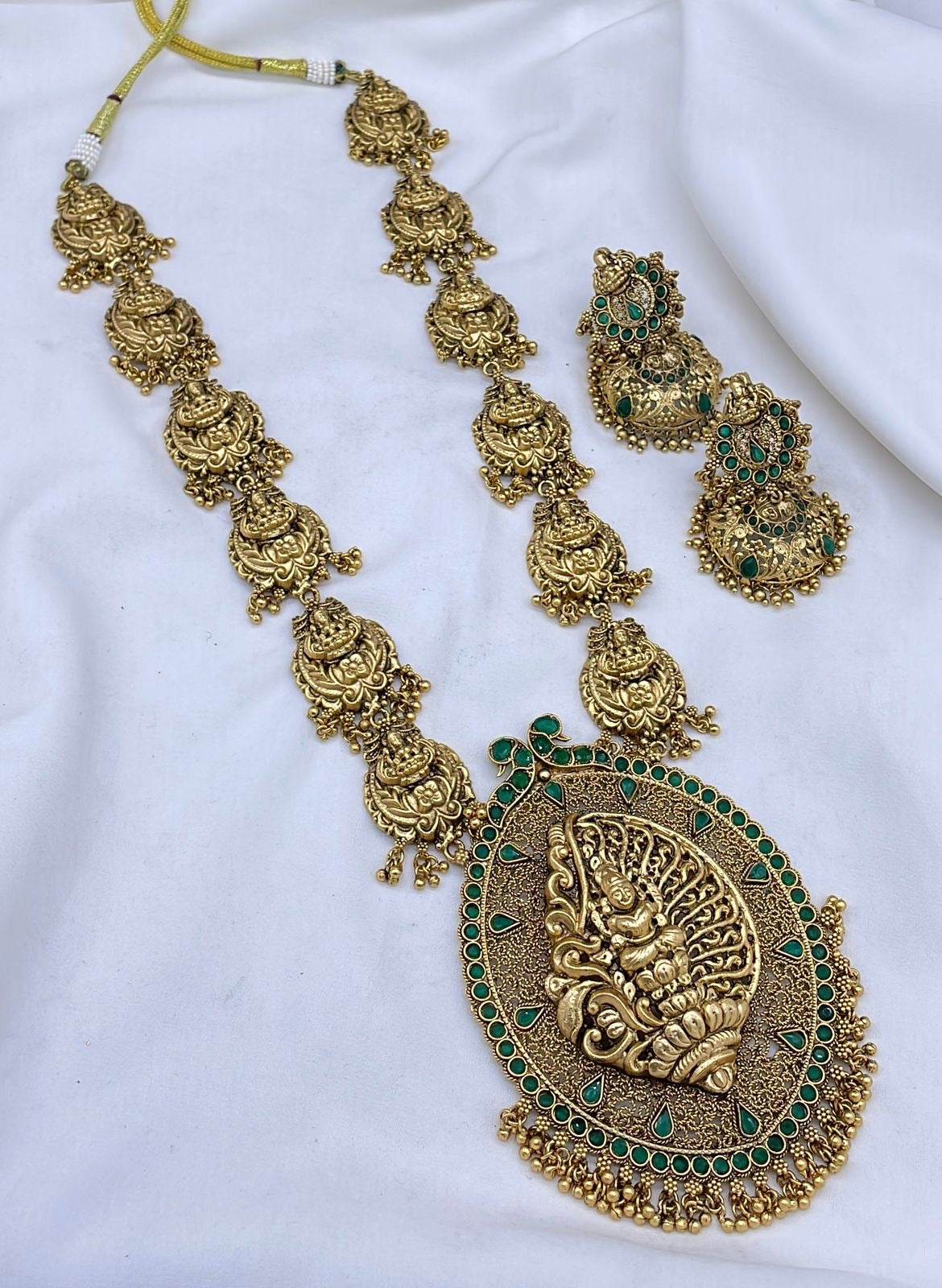 Nakshi Work with Kempu Stones Bridal Haram