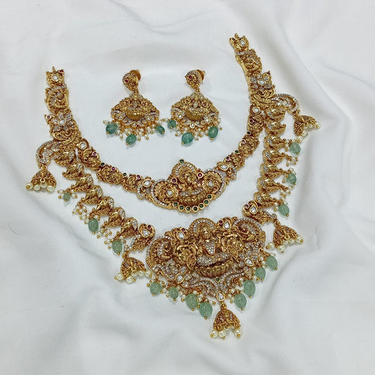 Nakshi Work with AD Stones Bridal Necklace