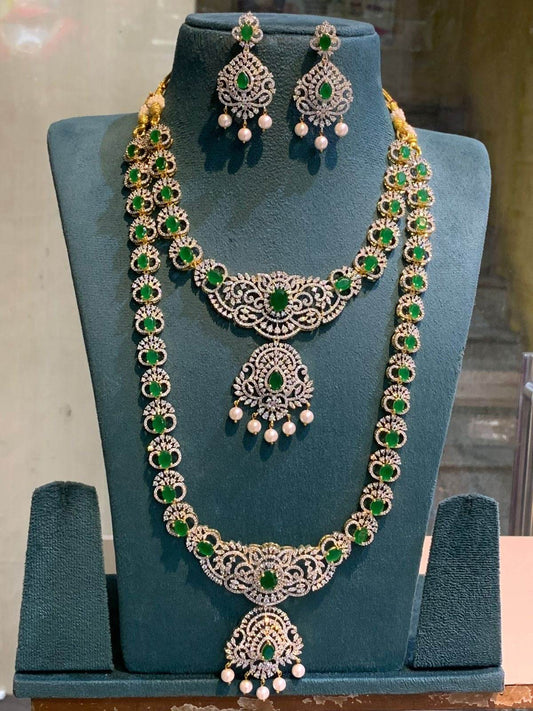 American Diamond Stones Bridal Combo Set - Nakshatra Jewels