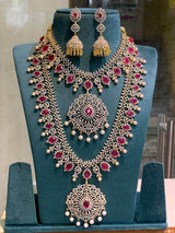 American Diamond Stones Bridal Combo Set - Nakshatra Jewels