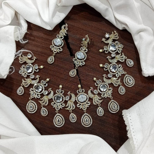 Victorian Polish with AD Stones Necklace - Nakshatra Jewels