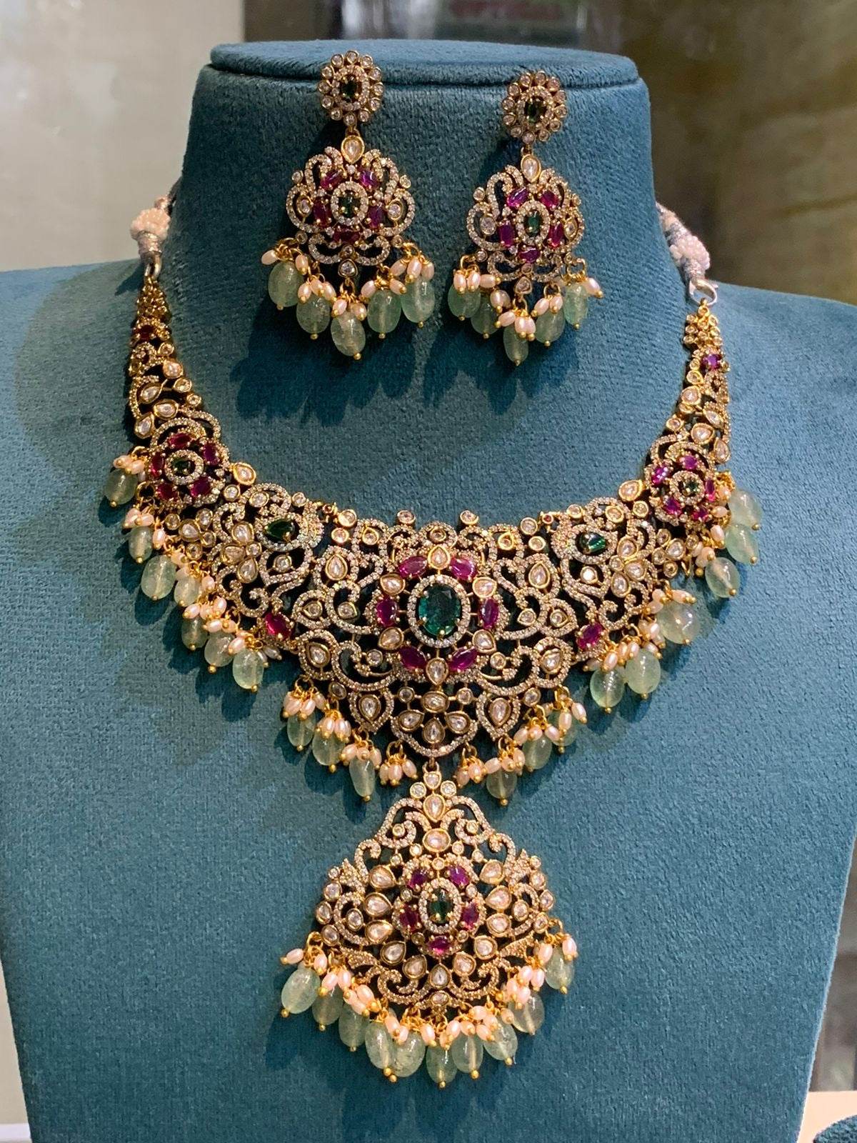 Victorian Polish with AD Stones Bridal Necklace