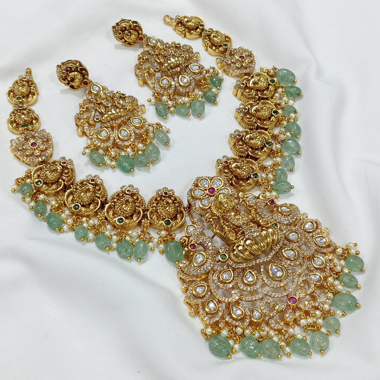 Nakshi Work with AD Stones Bridal Necklace