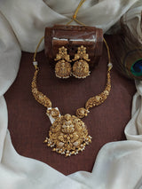 Nakshi Work with AD Stones Bridal Necklace (Gold Replica) - Nakshatra Jewels