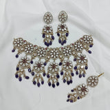 Moissanite Stones Bridal Neck set with Tikka - Nakshatra Jewels