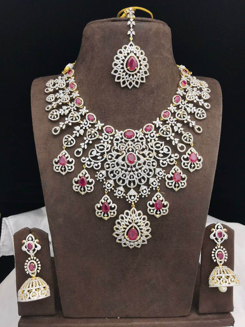American Diamond Stone Bridal Necklace - Nakshatra Jewels