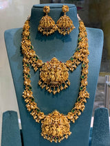 Nakshi Work with AD Stones Bridal Combo Set (Gold Replica) - Nakshatra Jewels