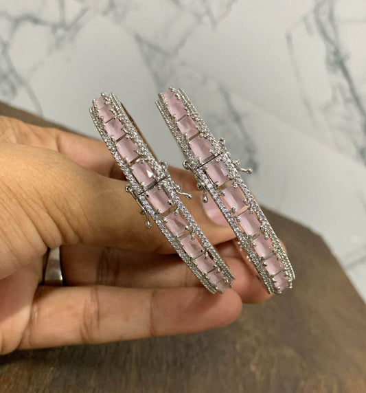 Victorian Polish AD Stone Bangles(Openable) - Nakshatra Jewels
